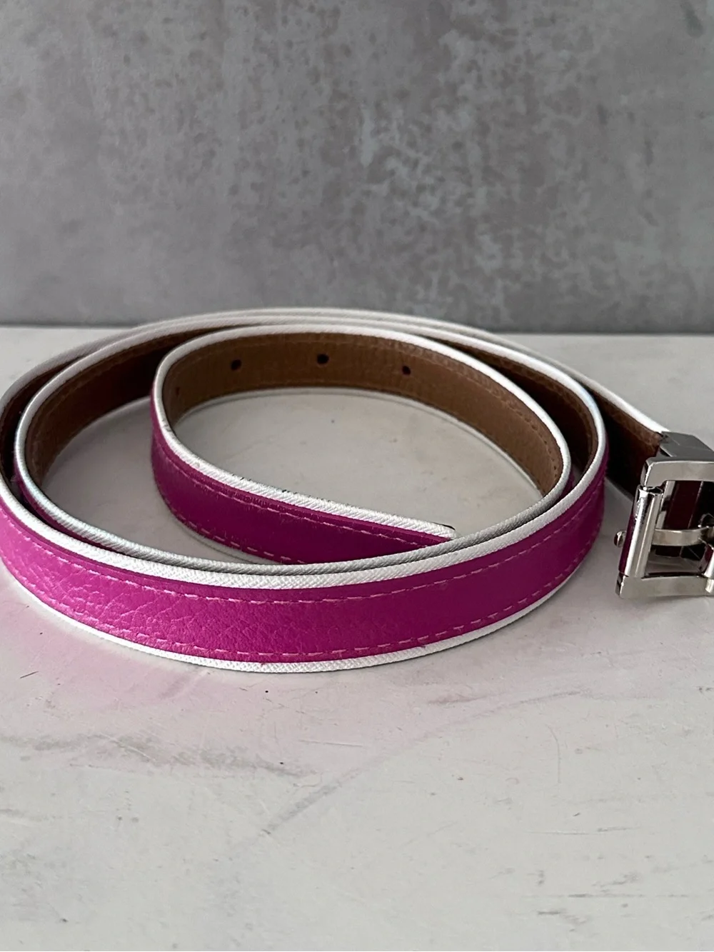 Michael Kors Reversible Belt PINK CANVAS BROWN LEATHER LARGE